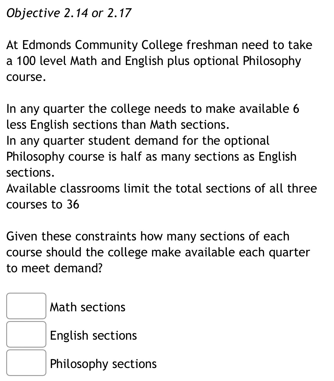 Objective 2.14 or 2.17 At Edmonds Community