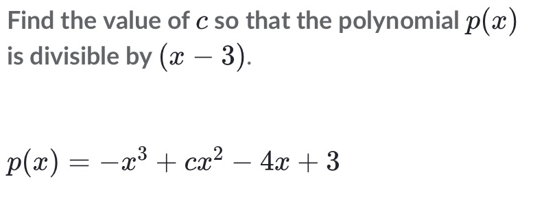 Find the value of c so that the polynomial p(a3)