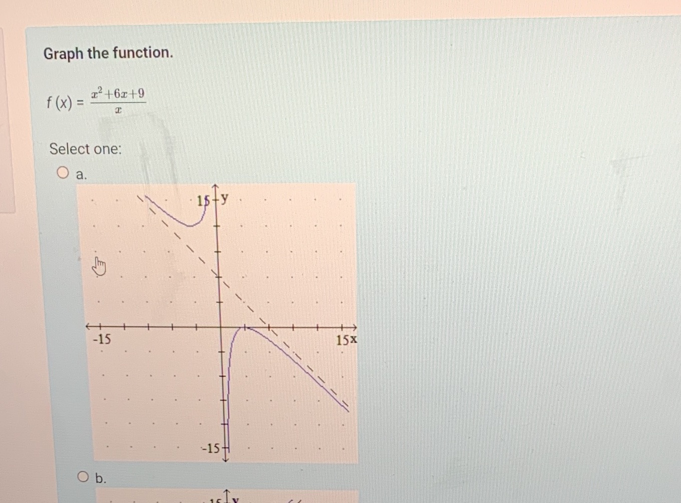 Graph the function. f (x) = = +6149 Select one: O