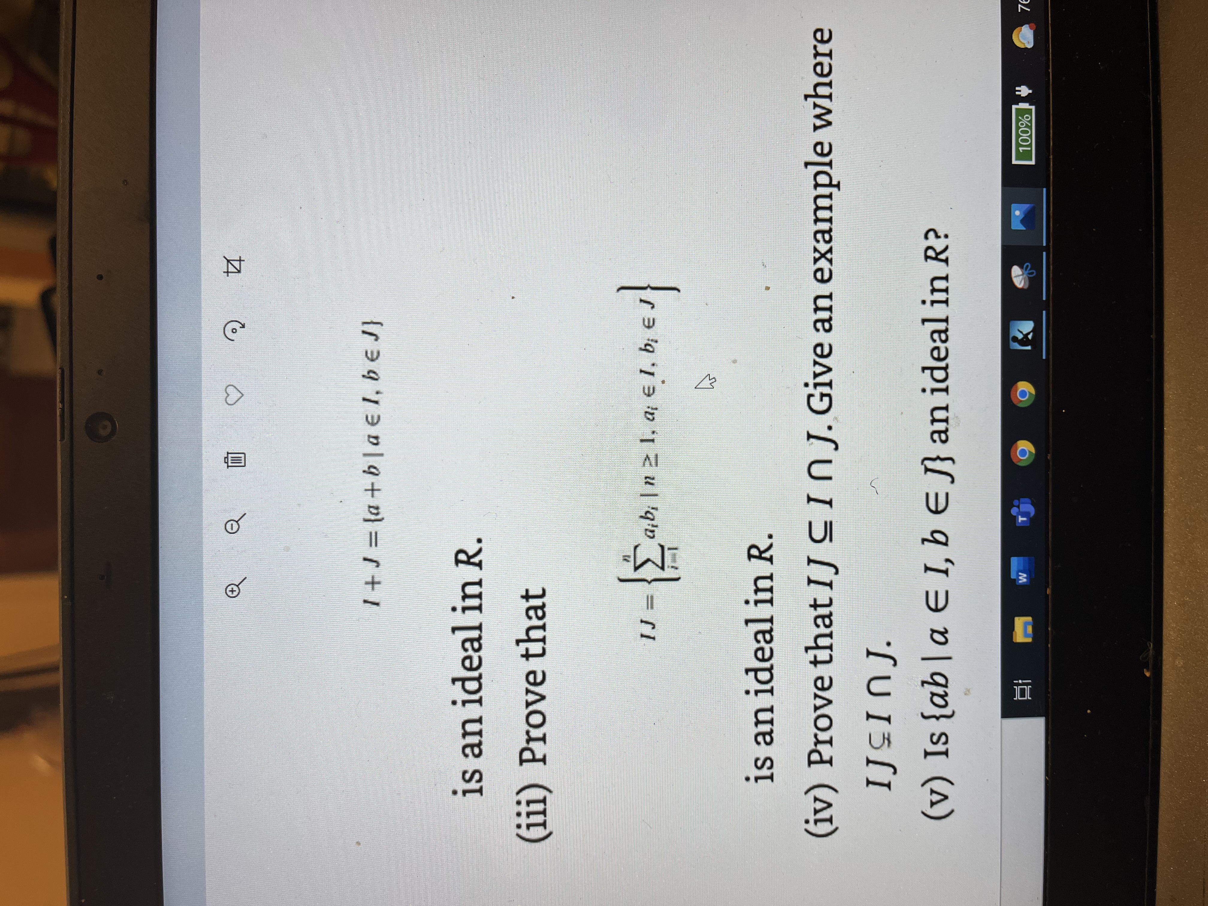 8. Let / and / be ideals in the ring R. (i) Prove