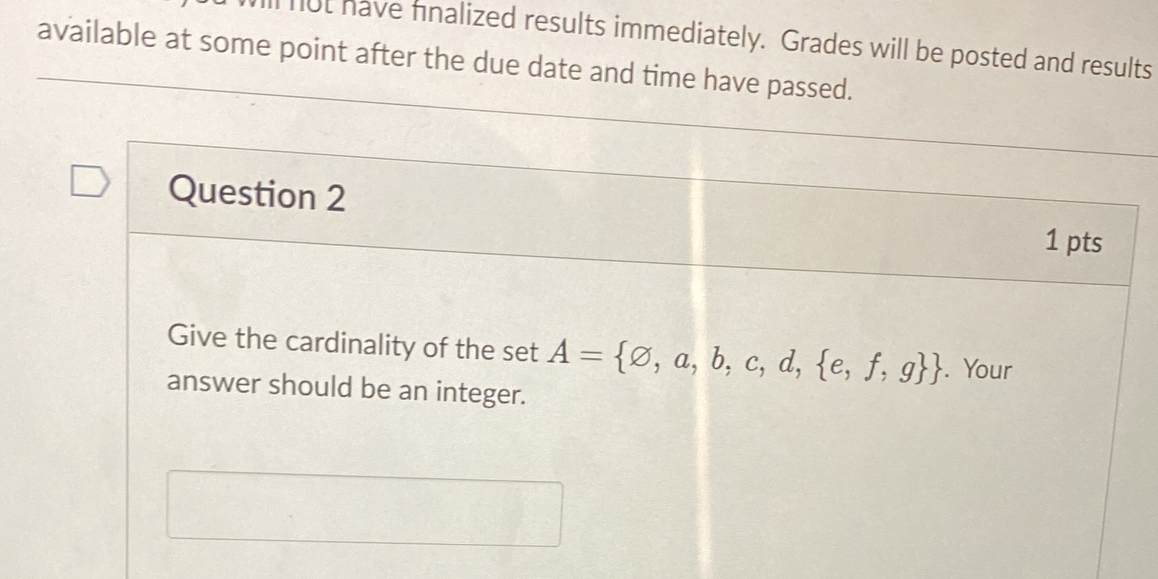 Discrete Math not have finalized results