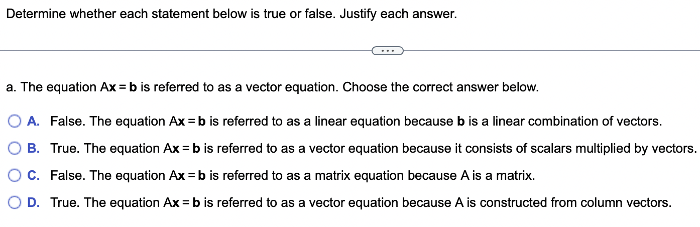 Linear Algebra: The Matrix Equation: Q1. Given A