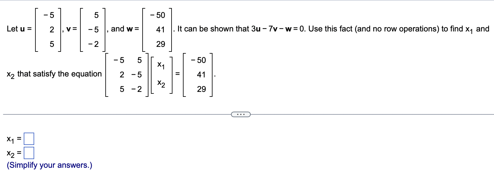 Linear Algebra: The Matrix Equation: Q1. Given A