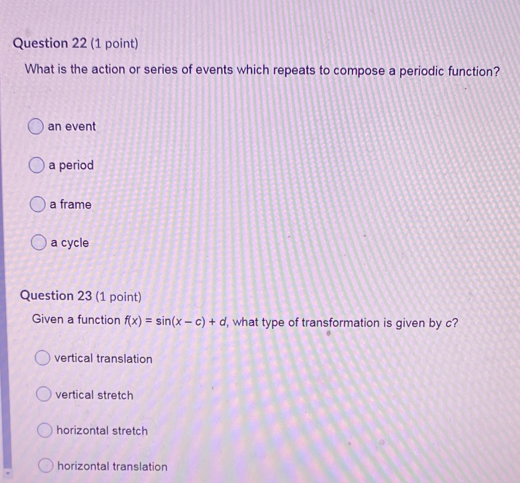 Which of these is the correct answer for each?