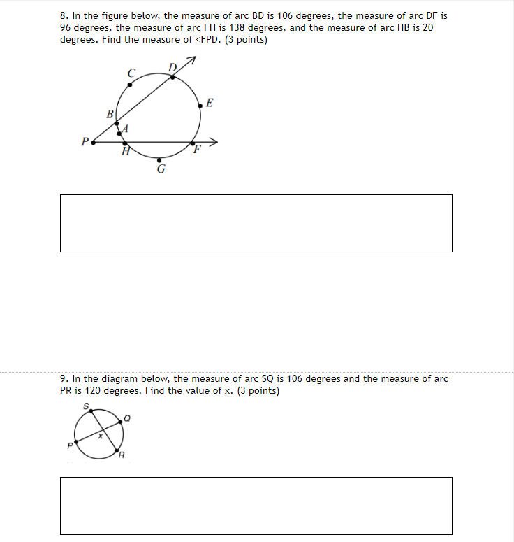 For problems 1-6: Identify the given part of