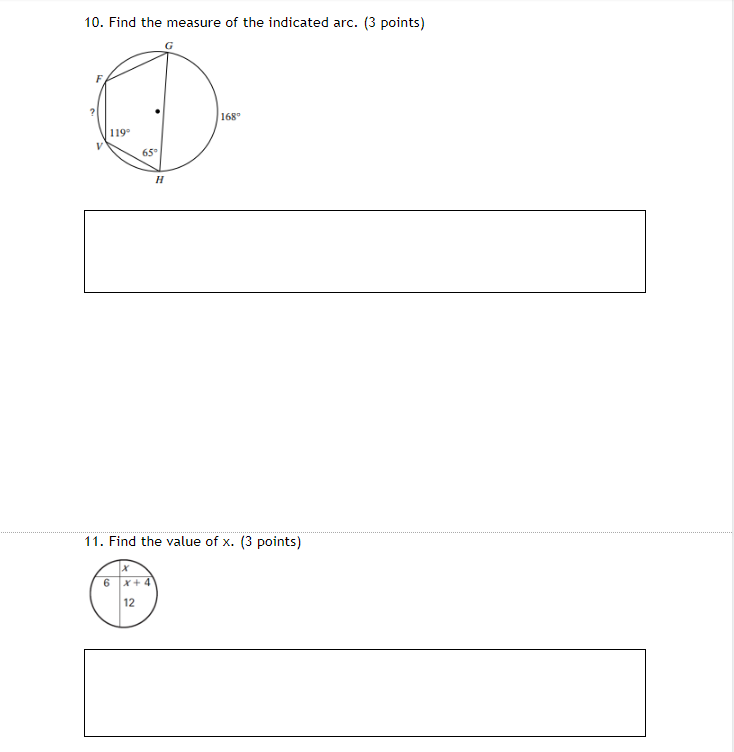 For problems 1-6: Identify the given part of