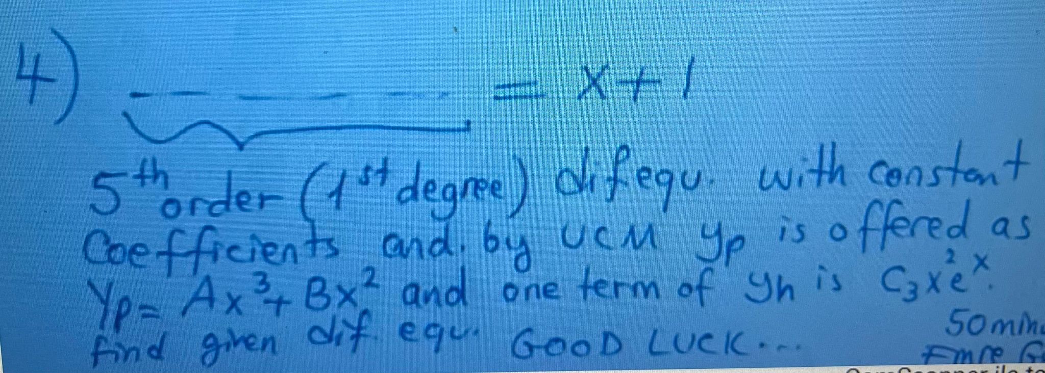 = X+ 1 5th order ( 1 5 + degree ) lifequ. with