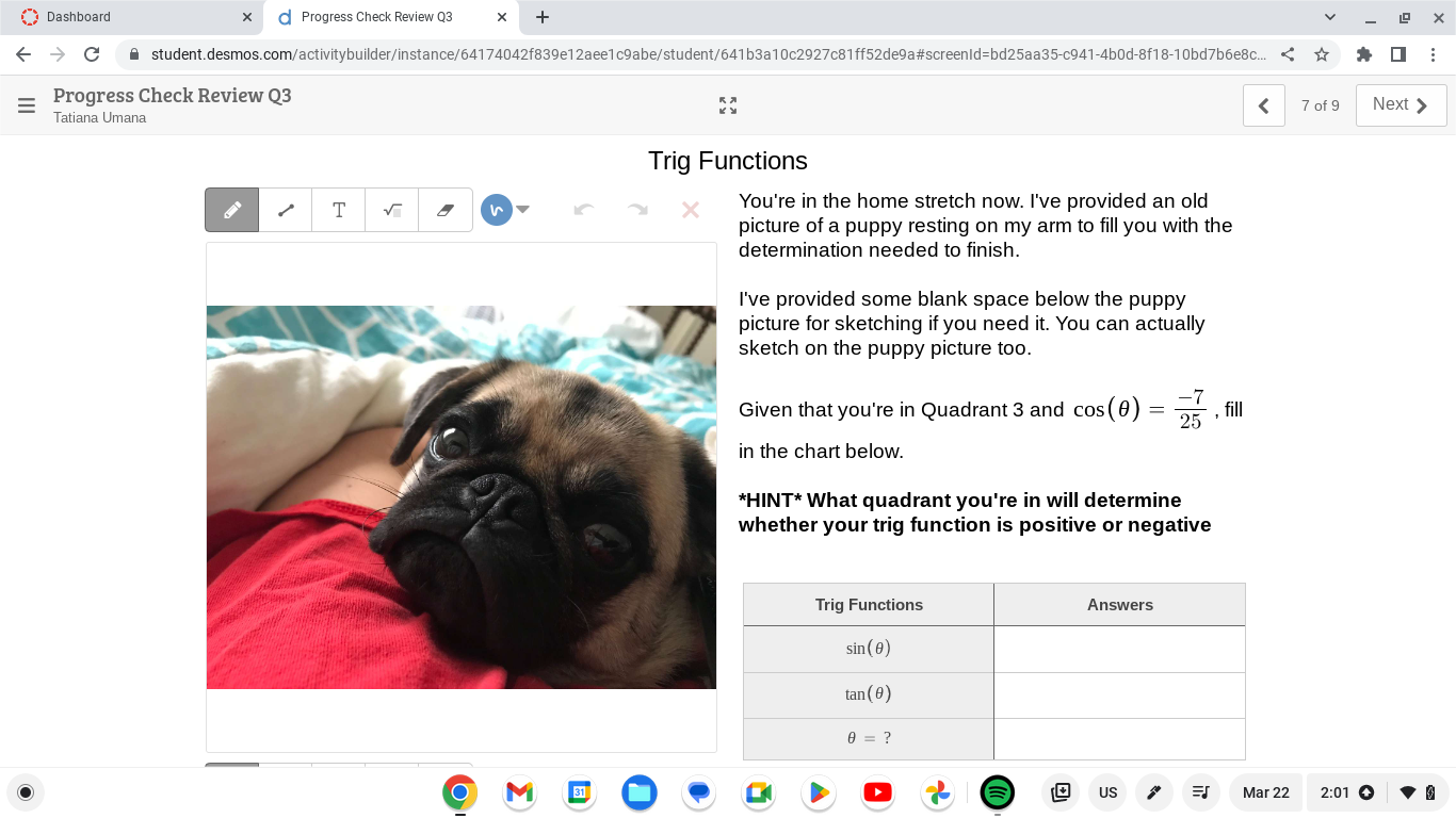 Dashboard X Progress Check Review Q3 X + X A