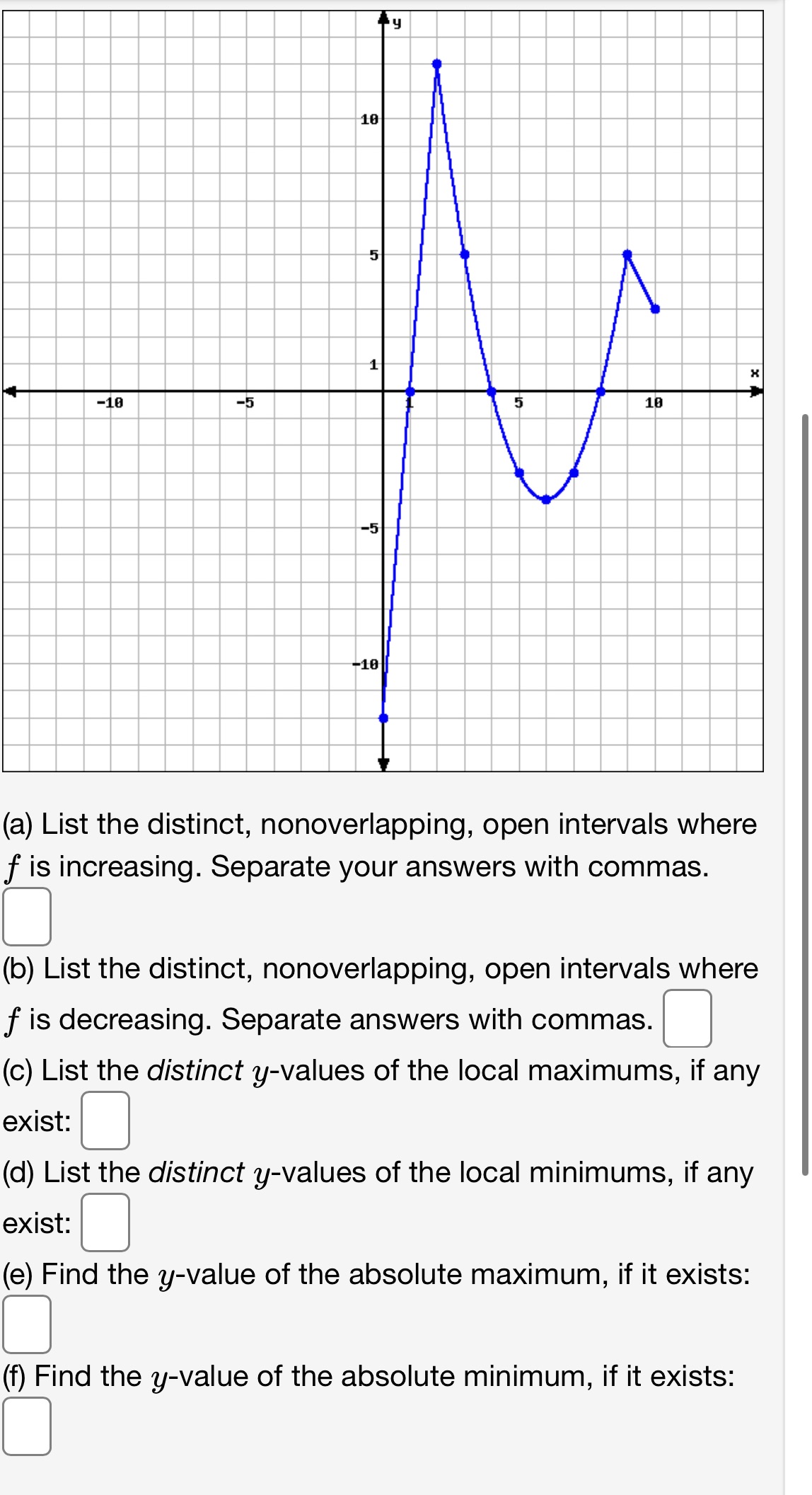 (a) List the distinct, nonoverlapping, open