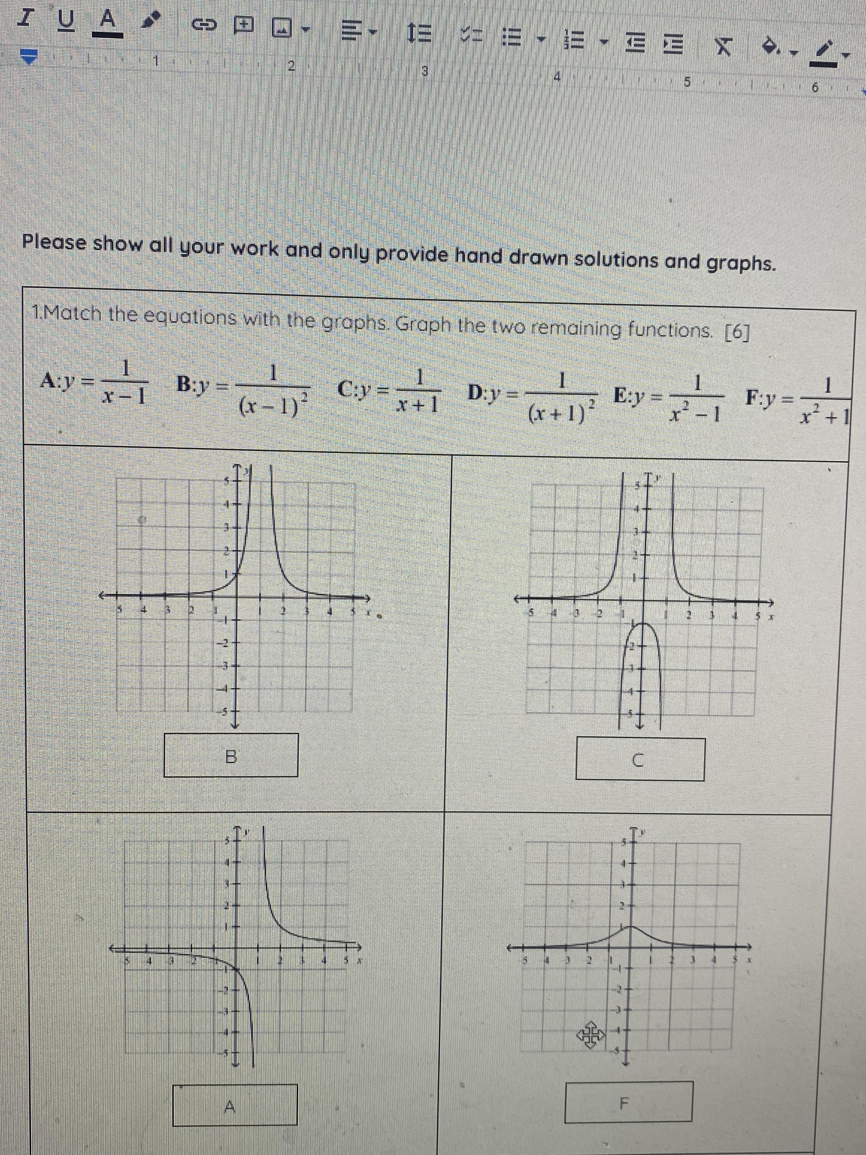 Match the equations with the graphs. Graph the