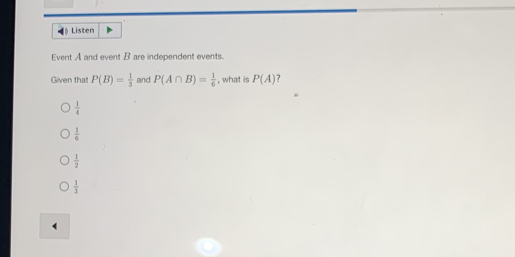 Listen Event A and event B are independent