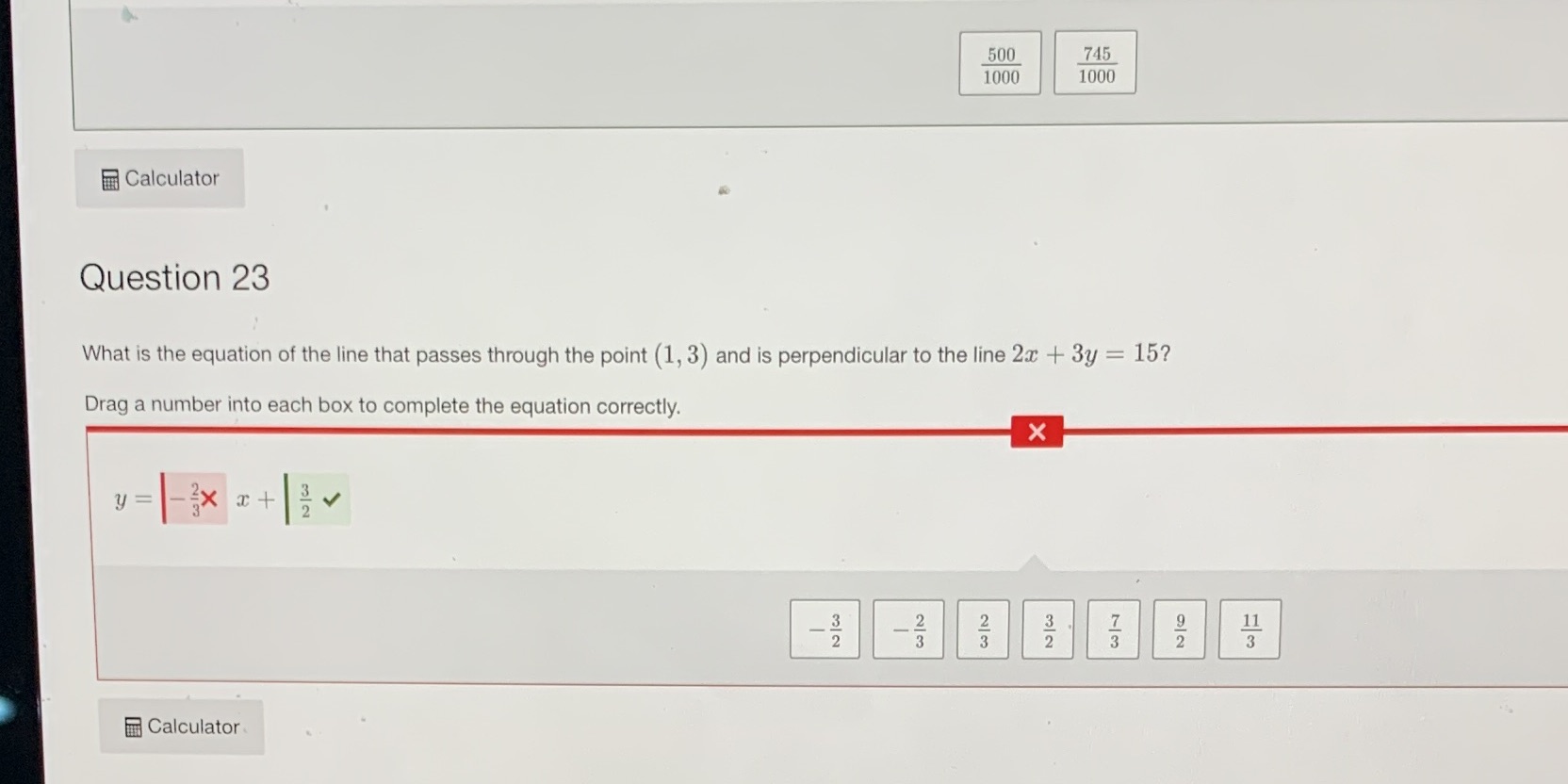 500 745 1000 1000 Calculator Question 23 What is