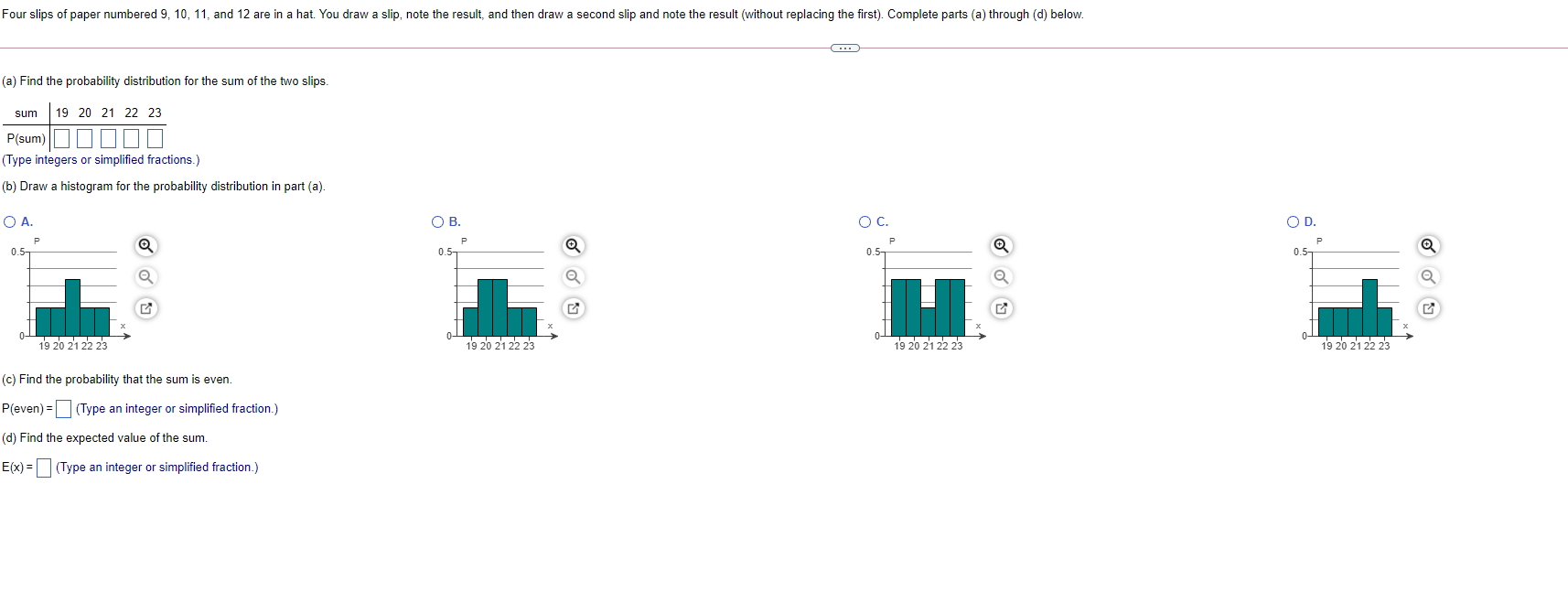 \fFour slips of paper numbered 9, 10, 11, and 12