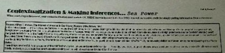Contextualization & Making Inferences... Sea Power