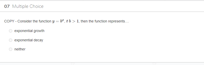 01 Multiple Choice Consider the function y = b",