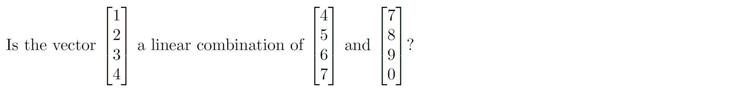 Is the vector A CO NO H a linear combination of