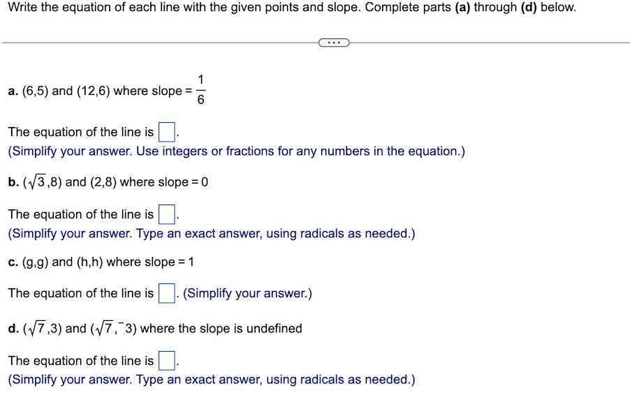 write the equation of each line with the given