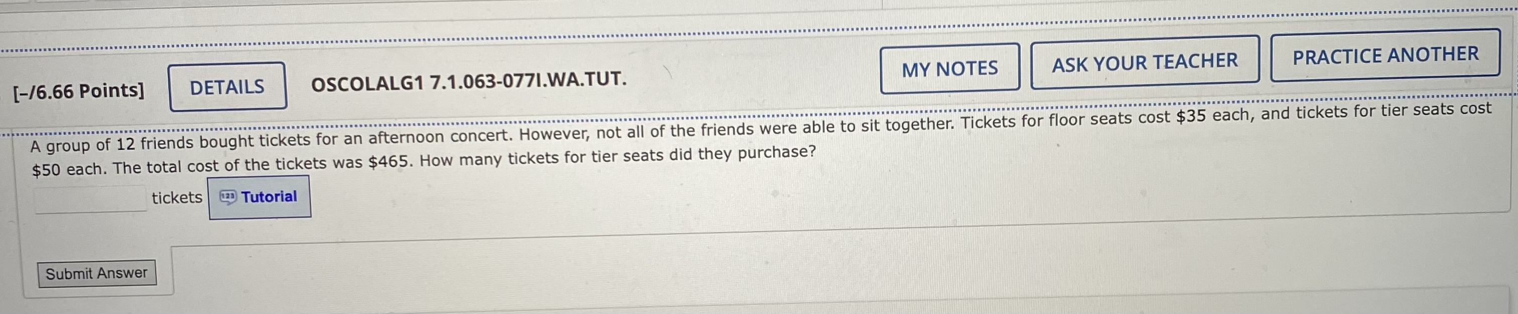 [-/6.66 Points] DETAILS OSCOLALG1