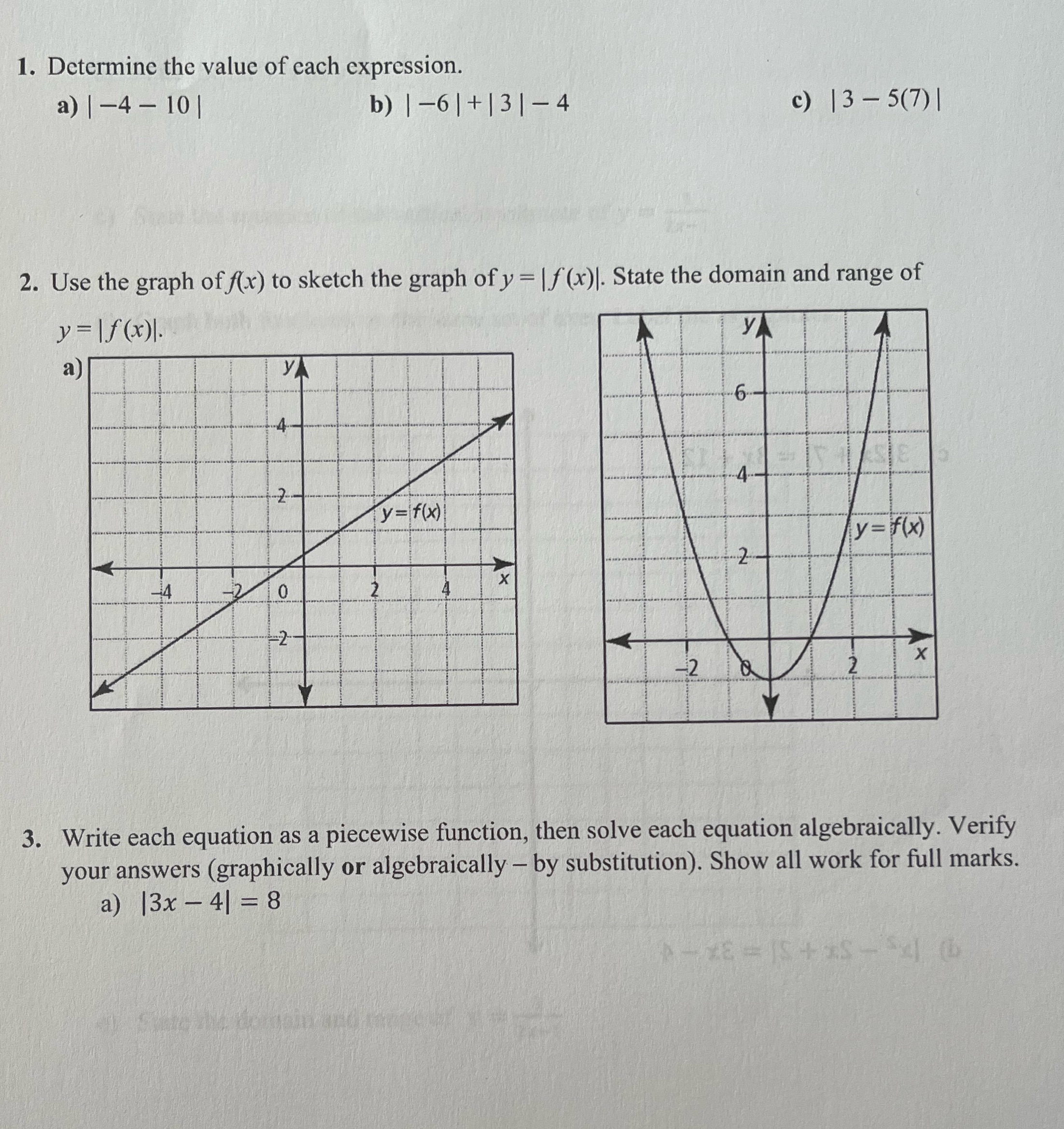 Please help with Math 1. Determine the value of