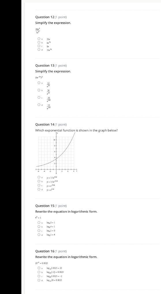 Must show work Question 12 (1 point) Simplify the