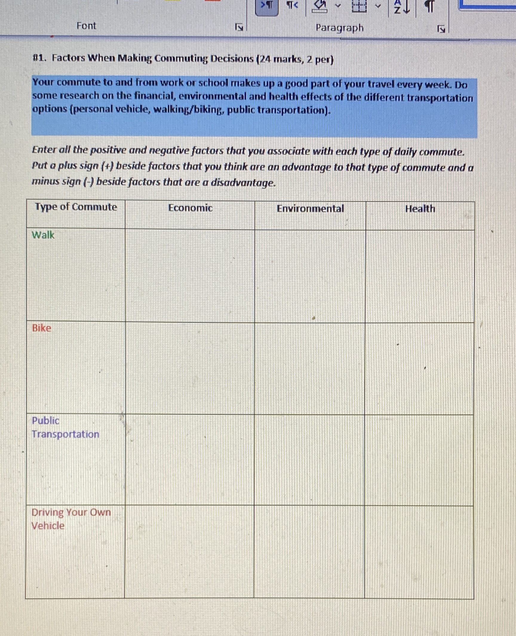 Y Font Paragraph #1. Factors When Making