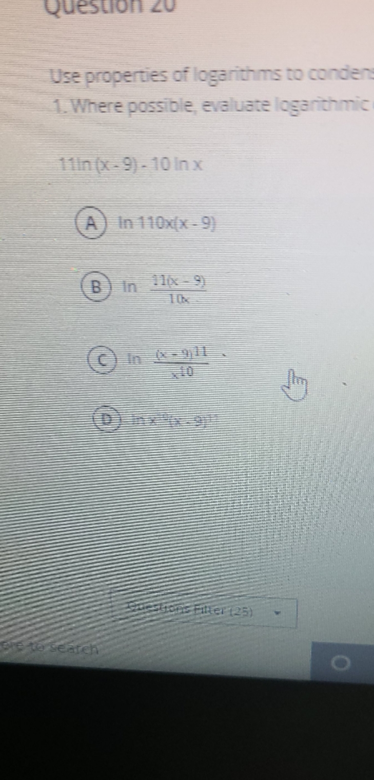use properties of logarithms to condense the