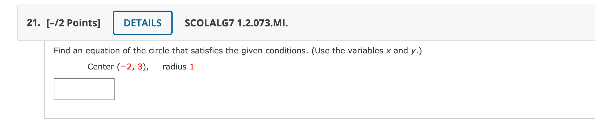 21. [-12 Points] DETAILS SCOLALG7 1.2.073.MI.