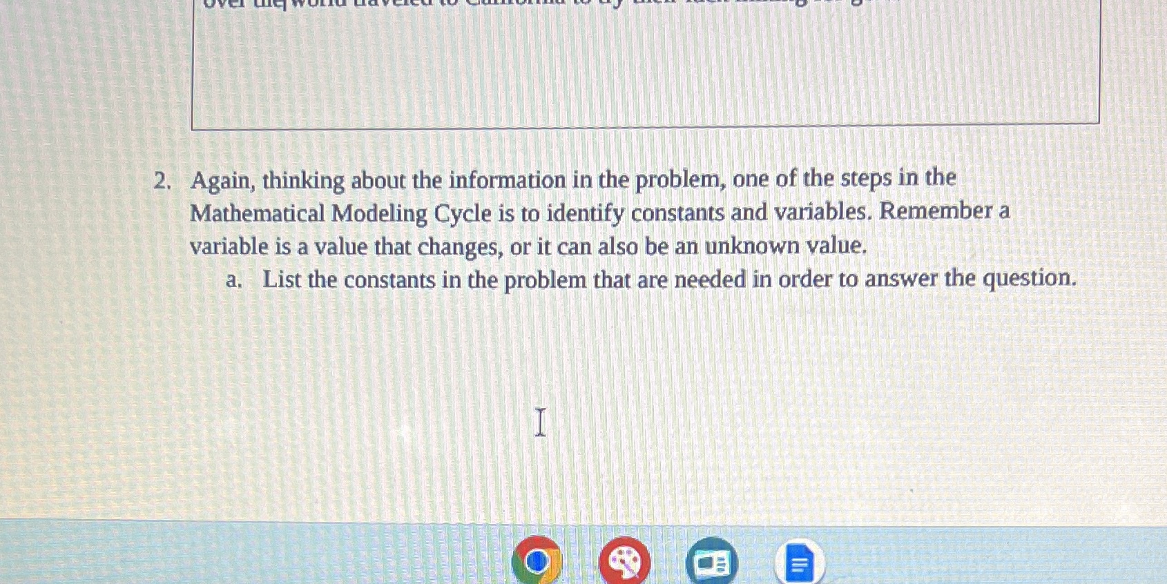 2. Again, thinking about the information in the