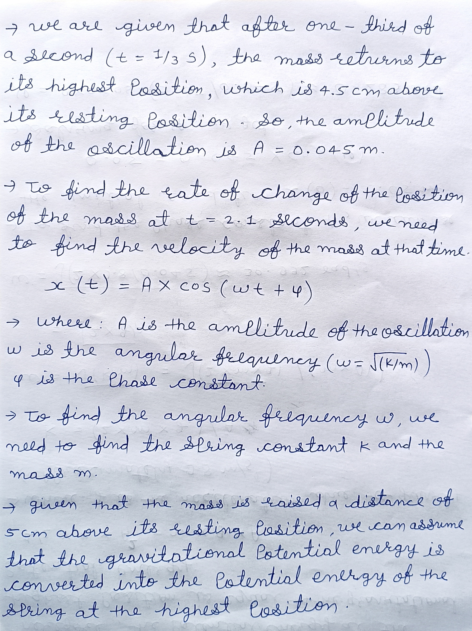 A mass suspended from a spring is raised a