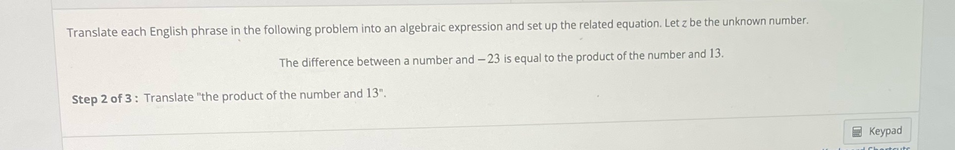 Translate each English phrase in the following