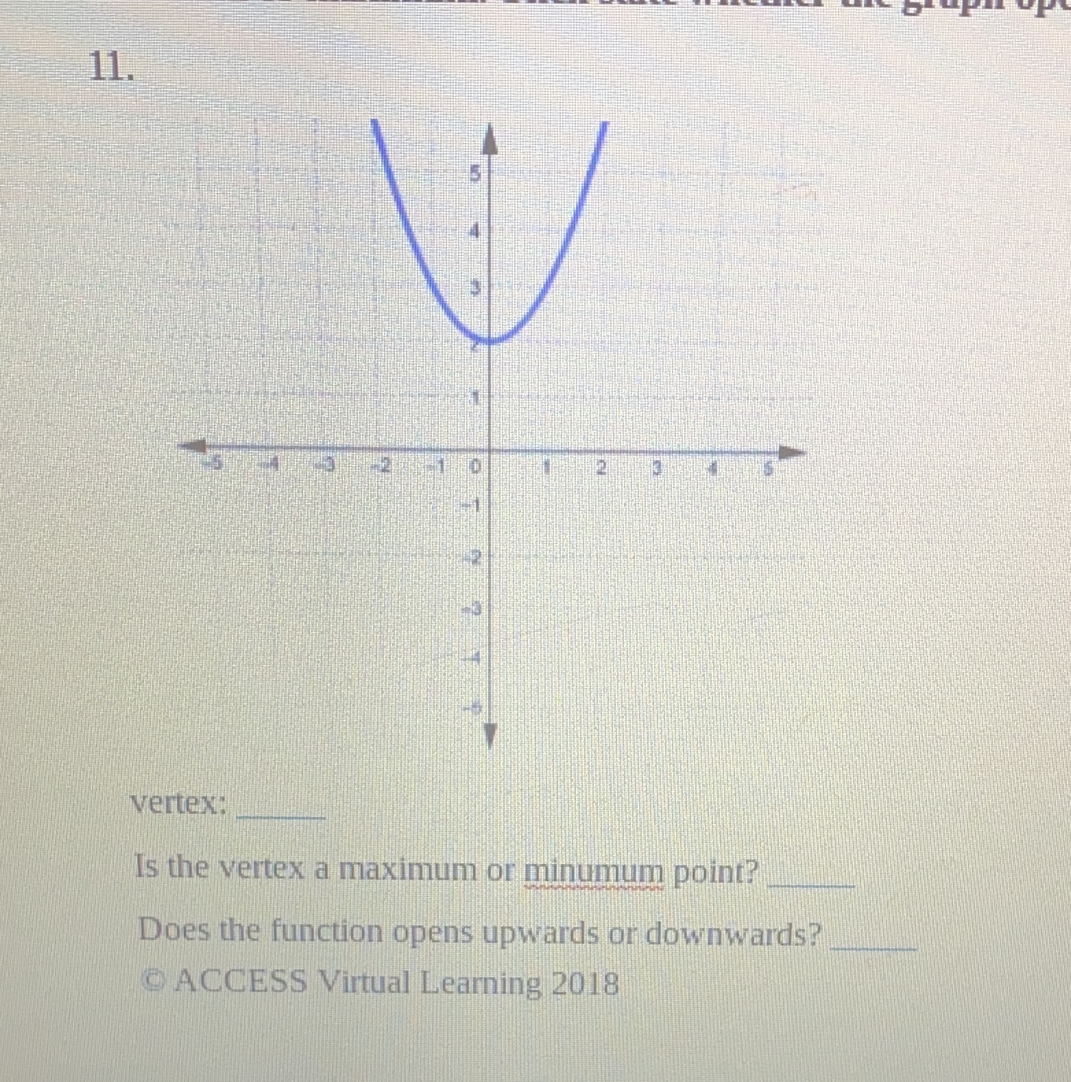 11. vertex: Is the vertex a maximum or minumum