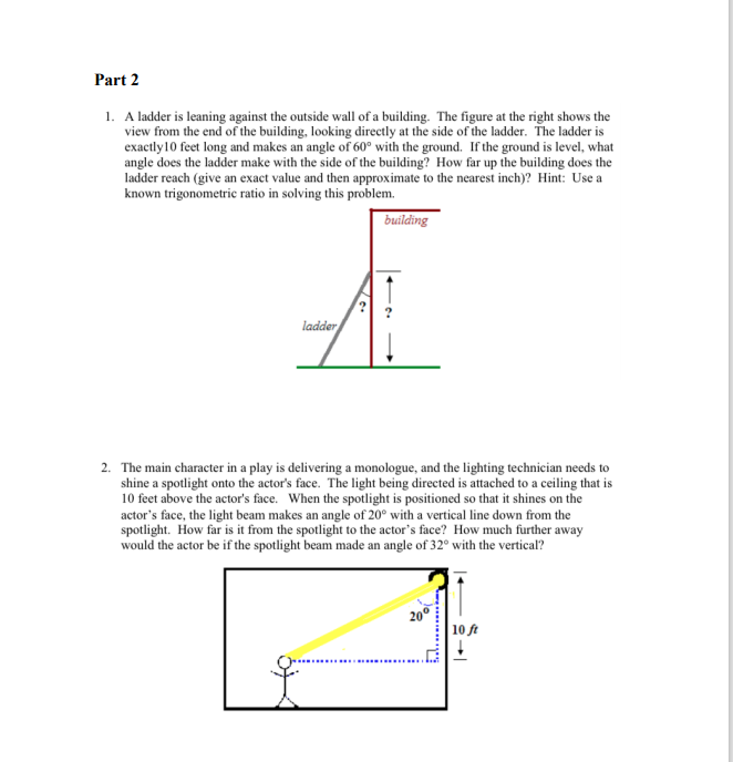 Can someone help with this? Part 2 1. A ladder is
