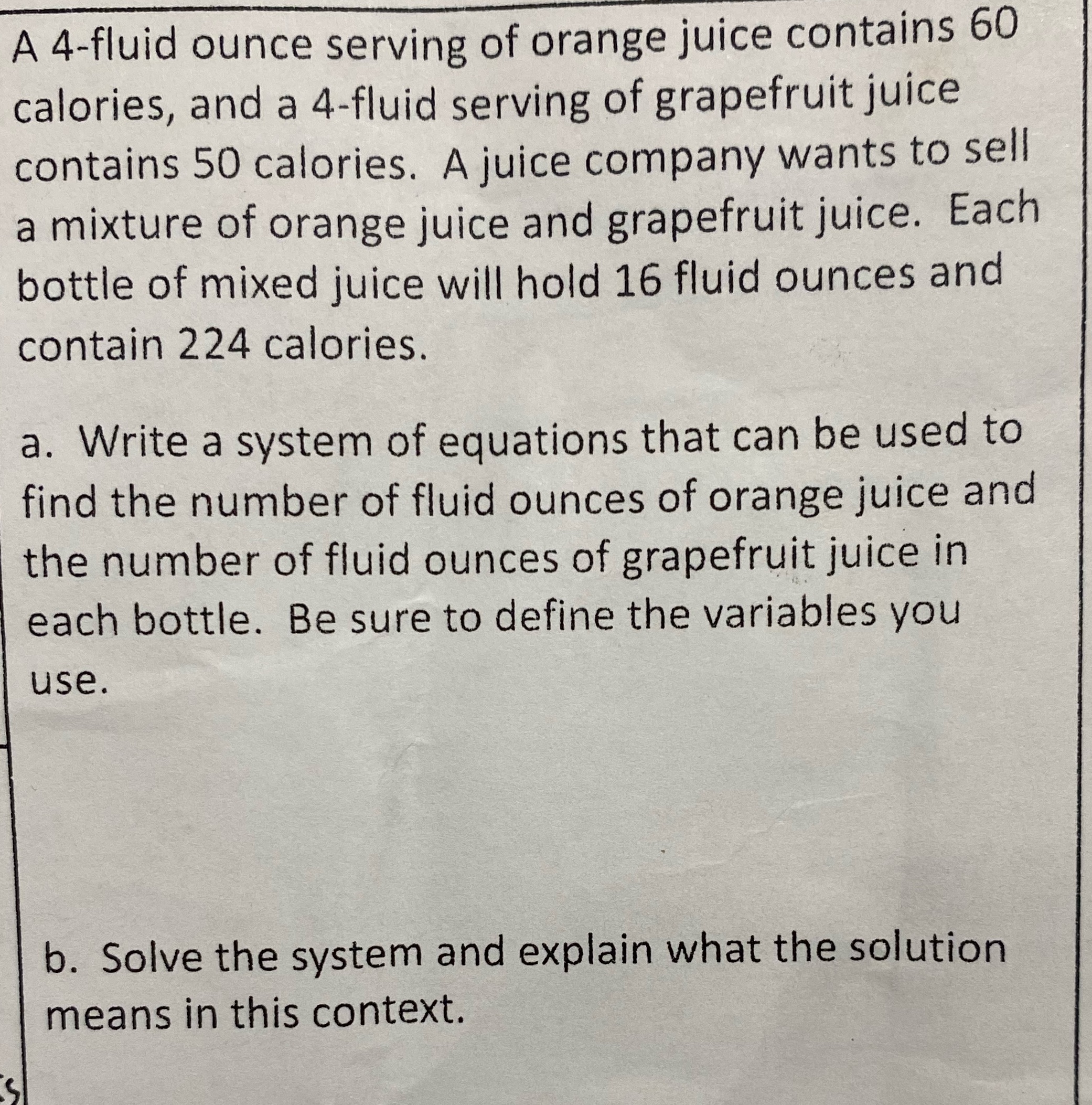 M A 4-fluid ounce serving of orange juice