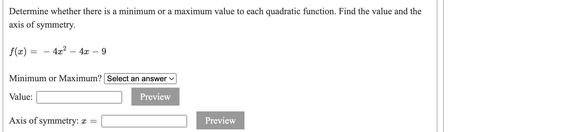 \fDetermine whether there is a minimum or a