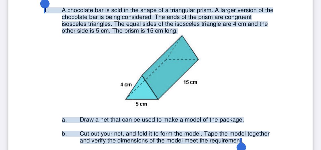 1. A chocolate bar is sold in the shape of a