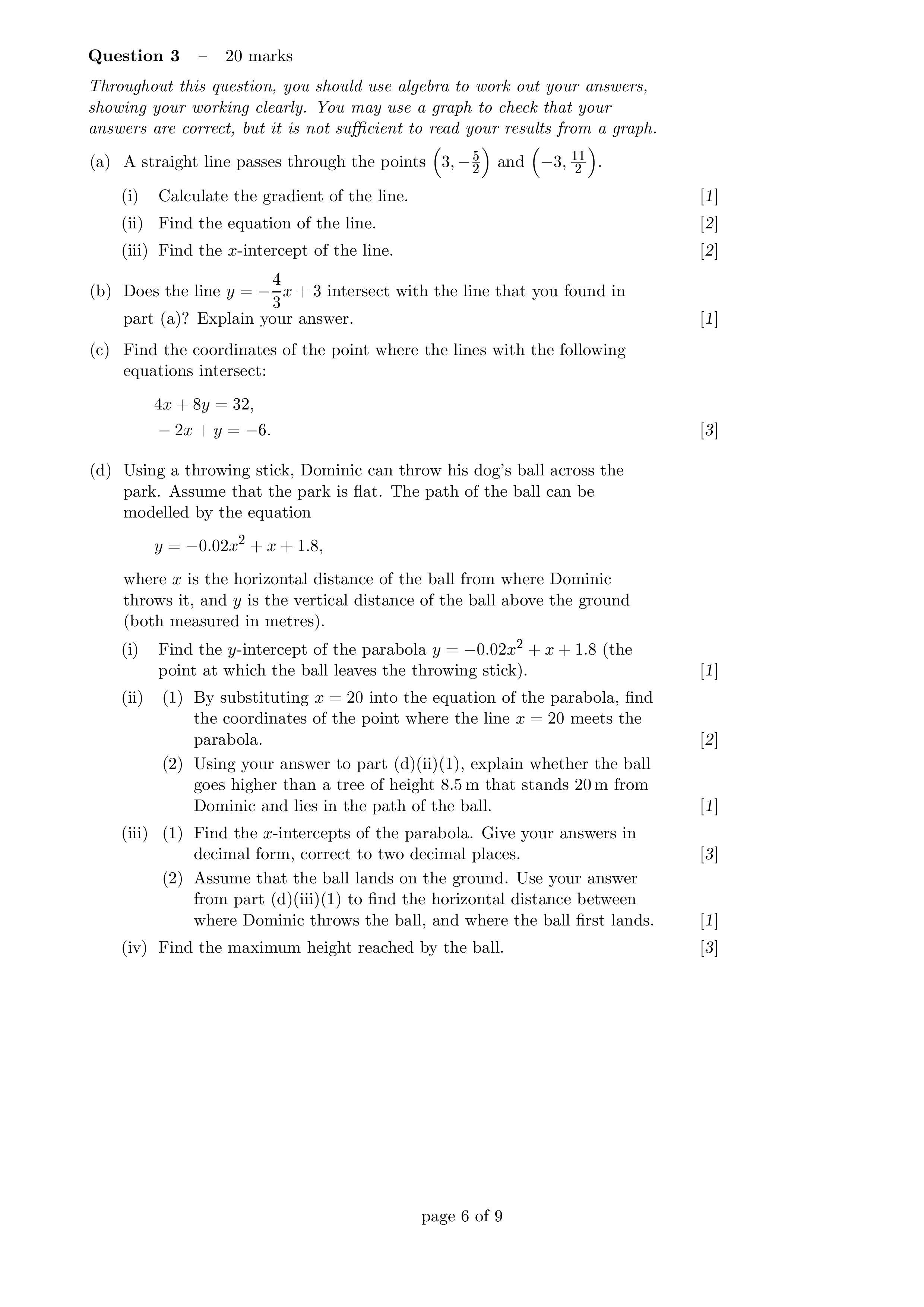 Question 3 20 marks Throughout this question, you