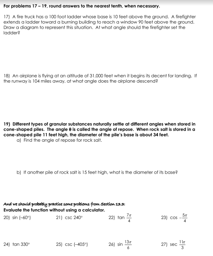 For problems 17 - 19, round answers to the