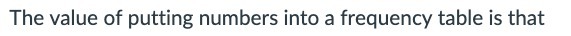The value of putting numbers into a frequency