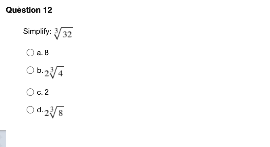\fQuestion 11 Evaluate the radical expression if