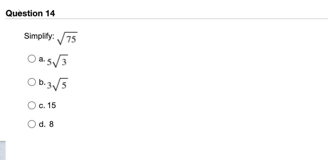 \fQuestion 11 Evaluate the radical expression if