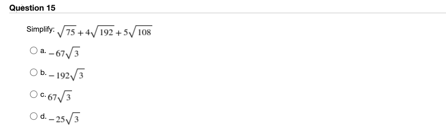 \fQuestion 11 Evaluate the radical expression if