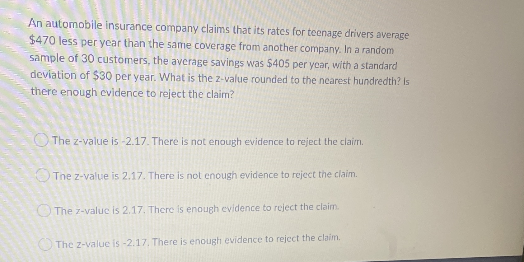 An automobile insurance company claims that its