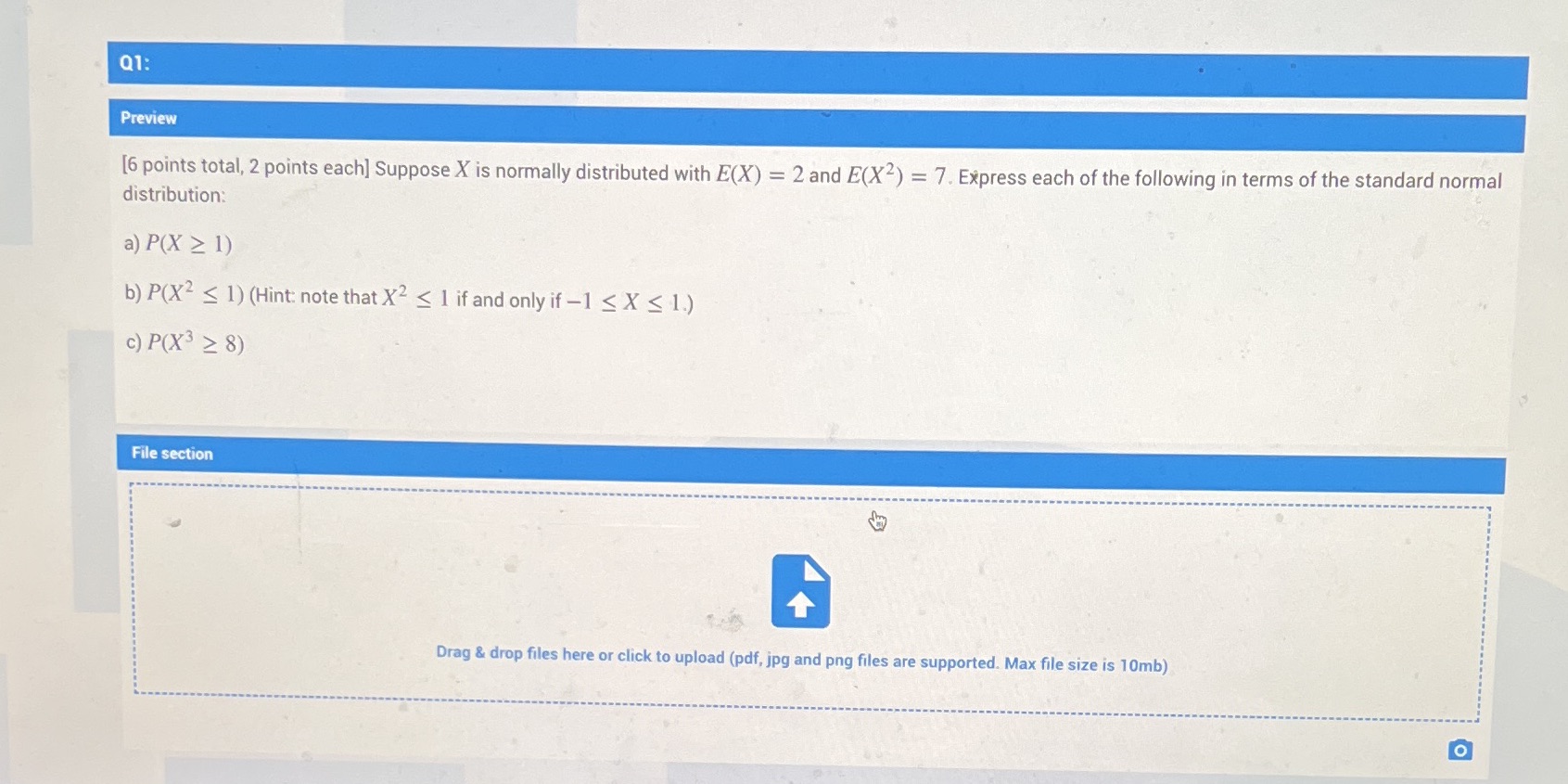 Q1: Preview [6 points total, 2 points each]