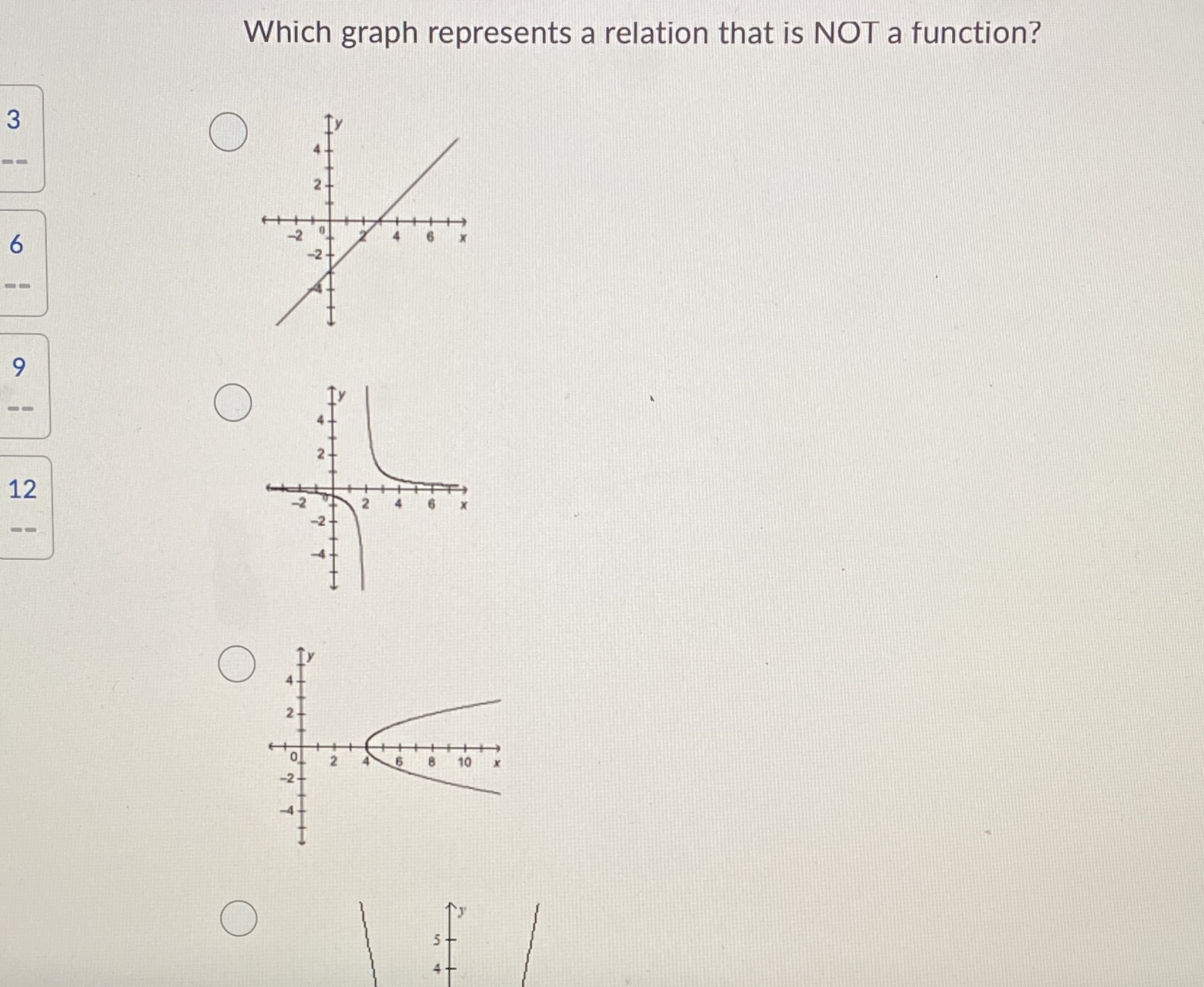 Test Which graph represents a relation that is
