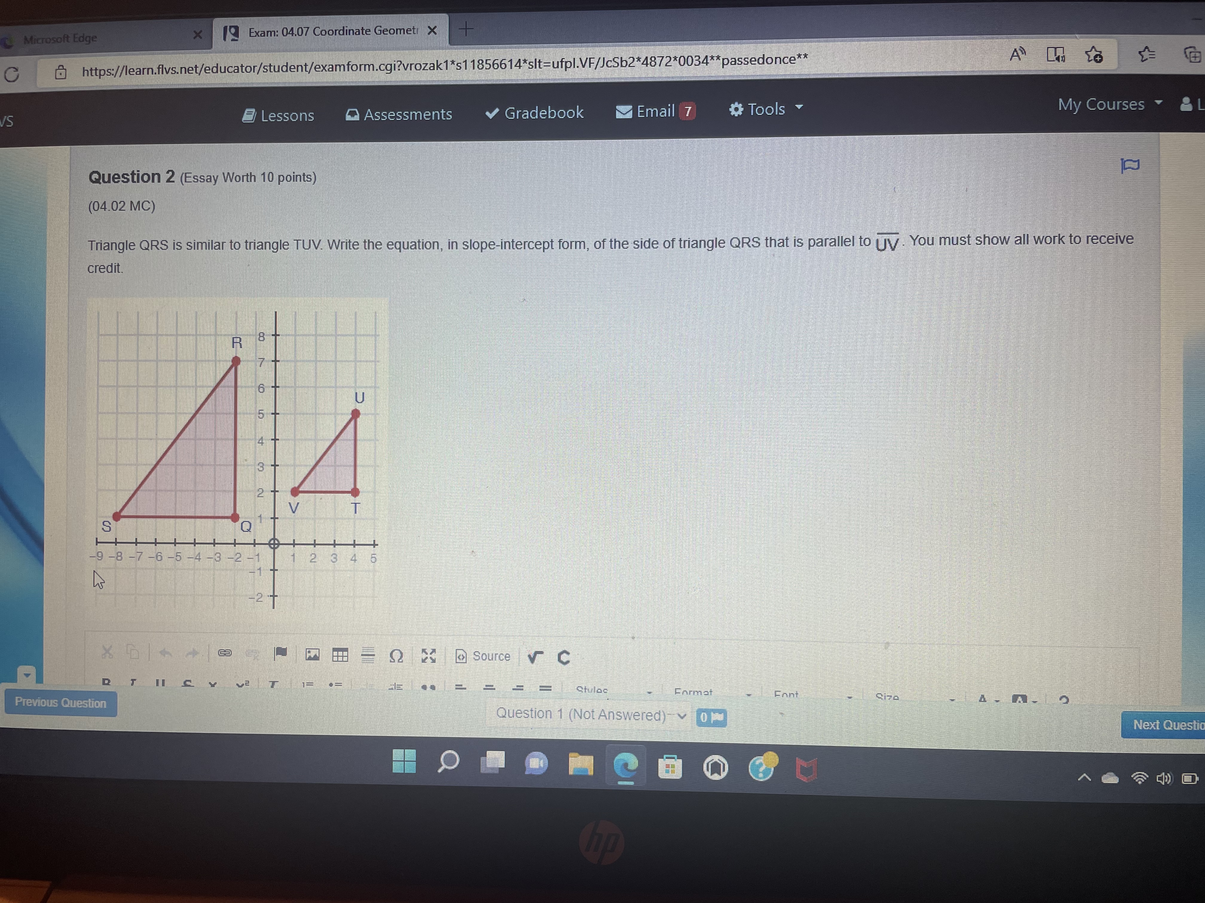 19 Exam: 04.07 Coordinate Geomet X Microsoft Edge