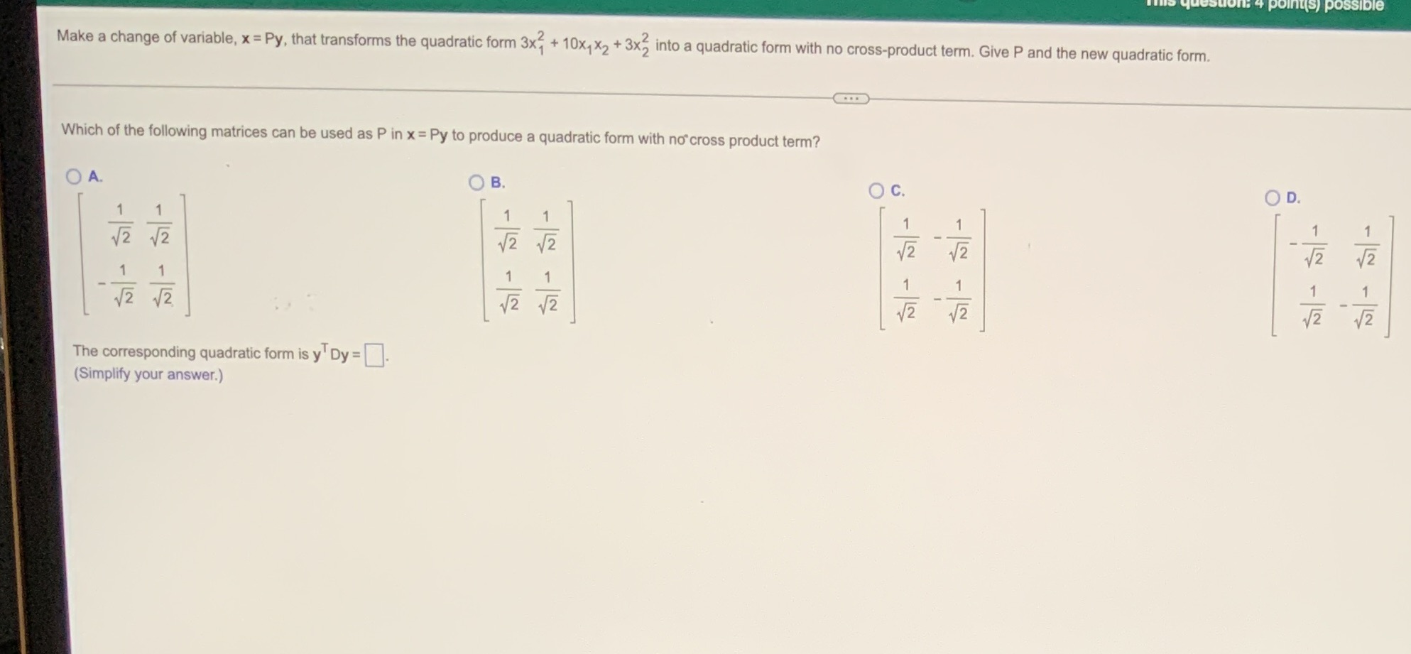 Please answer both parts point(s) possible Make a