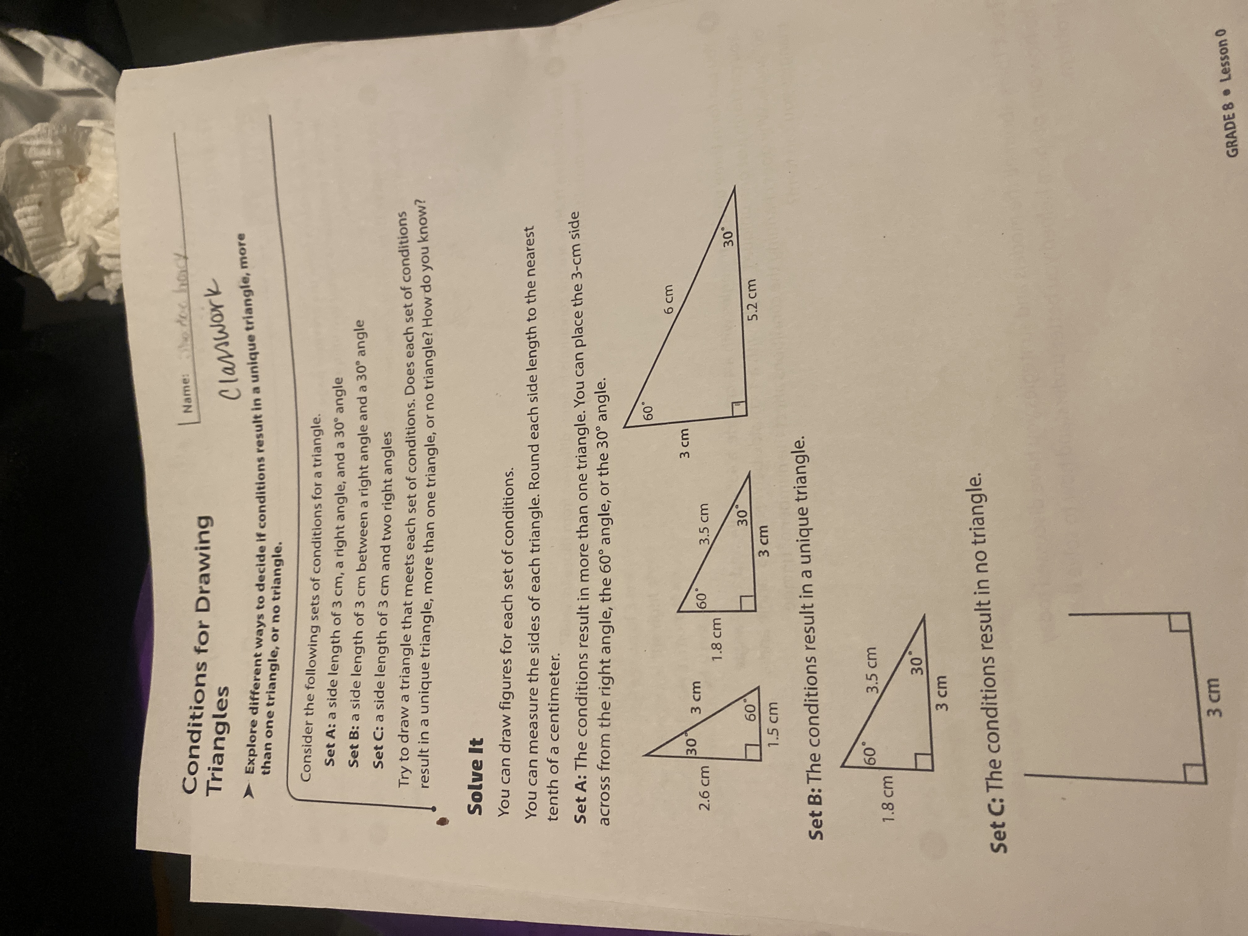 Conditions for Drawing | Name: Therake Triangles