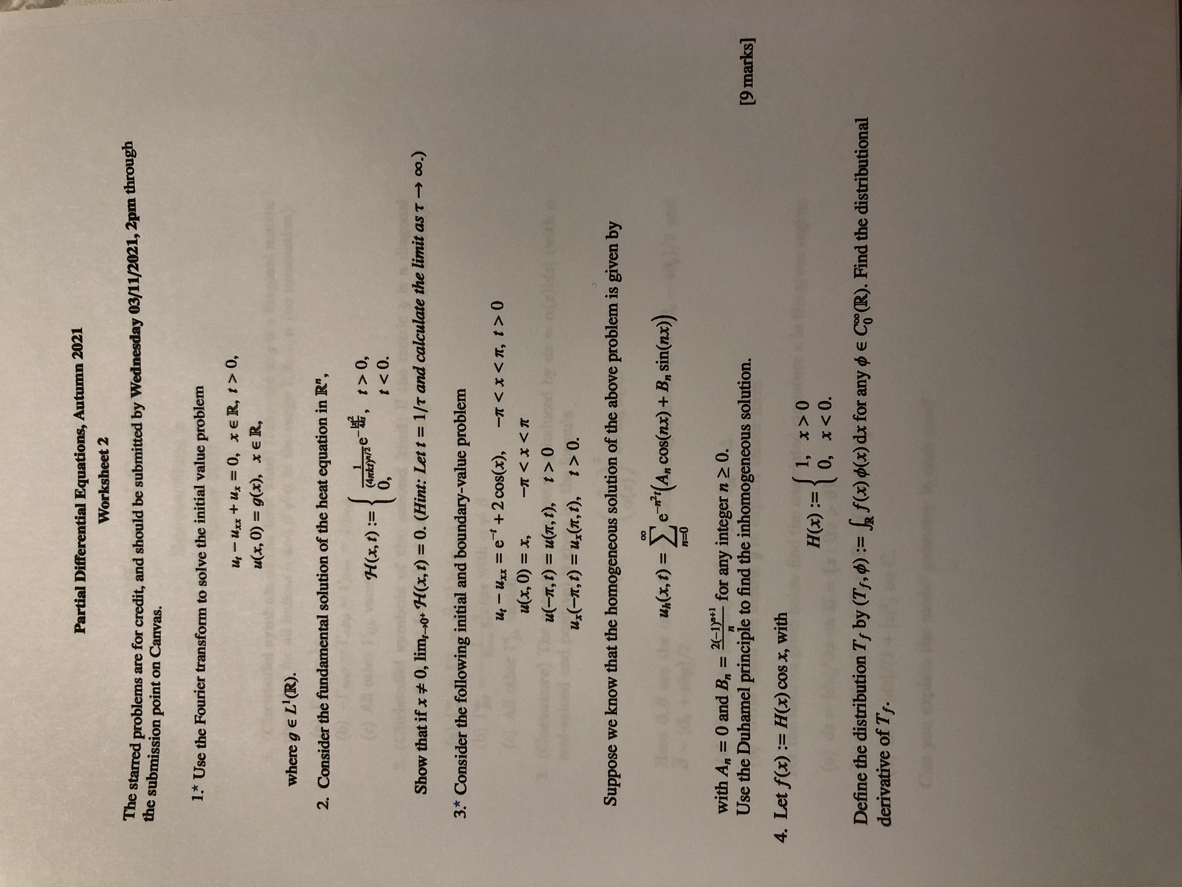 Partial Differential Equations, Autumn 2021