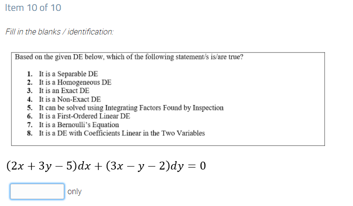 Input the number/s of your choices. Order doesn't