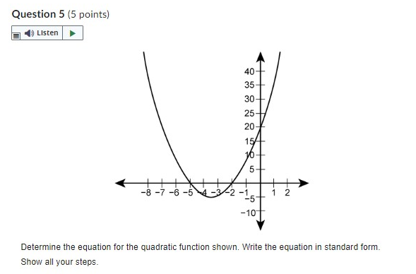 Question 5 (5 points) Listen 40- 35 + 30-+ 25-+